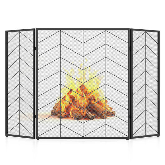 52 x 31 Inch Fireplace Screen-Black