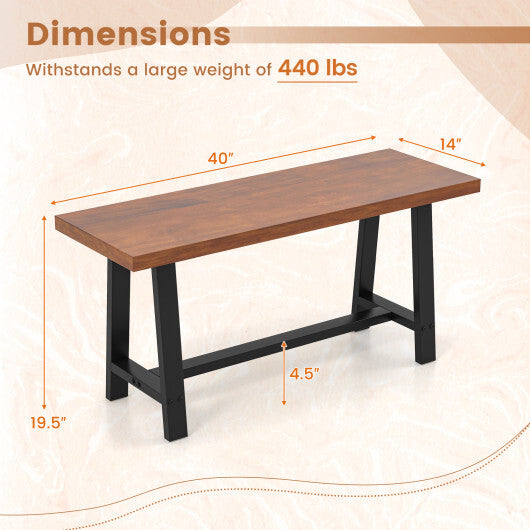 60 Inch Dining Bench 3 Person Entryway Shoe Bench with Metal Frame-60 inches