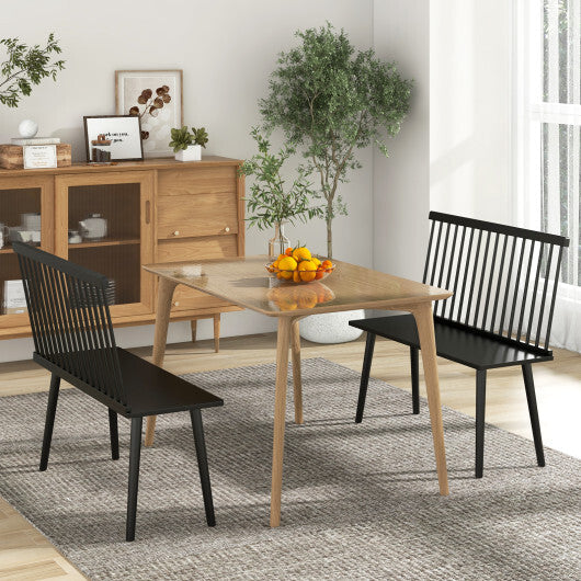 Entryway Bench for 2 with Spindle Back for Kitchen Dining Room Hallway-Black