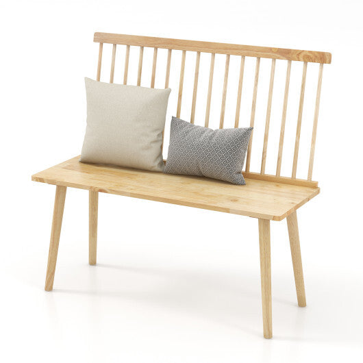 Entryway Bench for 2 with Spindle Back for Kitchen Dining Room Hallway-Black