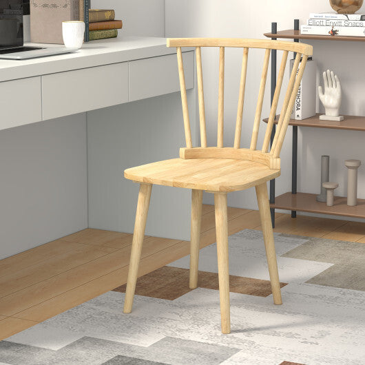 Windsor Dining Chairs Set of 2 Rubber Wood Kitchen Chairs with Spindle Back-Black