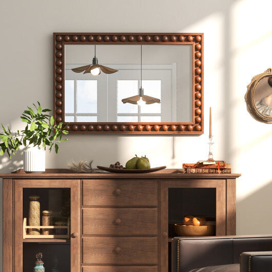 24 x 36 Inches Rustic Wall Mirror with Solid Wood Frame for Living Room  Bedroom-White