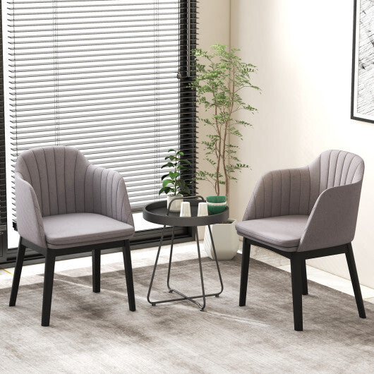 Upholstered Velvet Accent Modern Dining Chairs Set of 2 with Curved Backrests-Grey