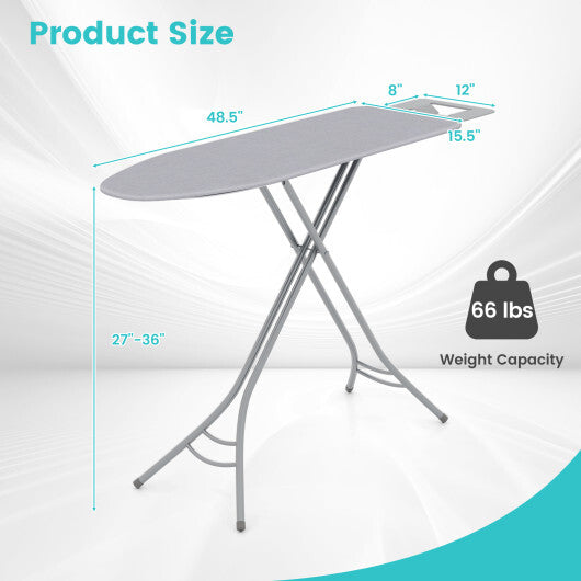 Foldable Ironing Board with Iron Rest and Adjustable Height-Turquoise