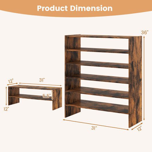 6-tier Shoe Rack with Anti-tipping Device for Entryway-Rustic Brown