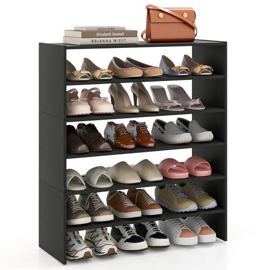 6-tier Shoe Rack with Anti-tipping Device for Entryway-Rustic Brown