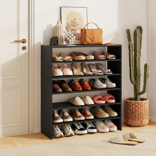 6-tier Shoe Rack with Anti-tipping Device for Entryway-Rustic Brown
