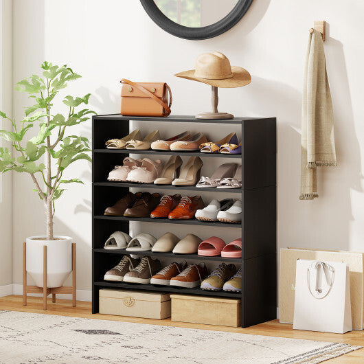 6-tier Shoe Rack with Anti-tipping Device for Entryway-Rustic Brown