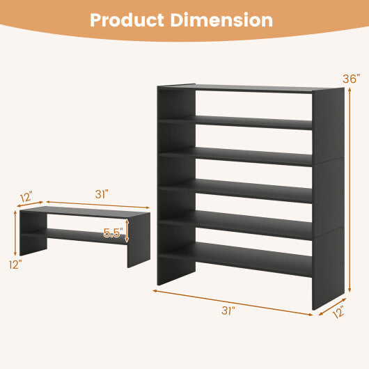 6-tier Shoe Rack with Anti-tipping Device for Entryway-Rustic Brown
