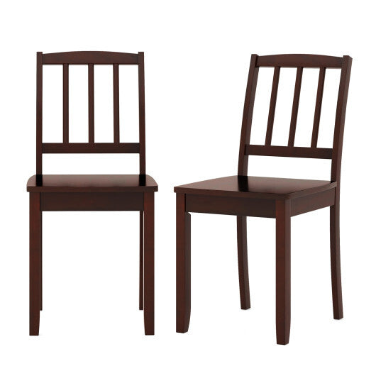Wood Dining Chair Set of 2 with Rubber Wood Legs-White