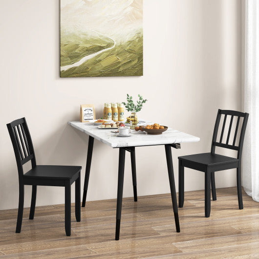 Wood Dining Chair Set of 2 with Rubber Wood Legs-White