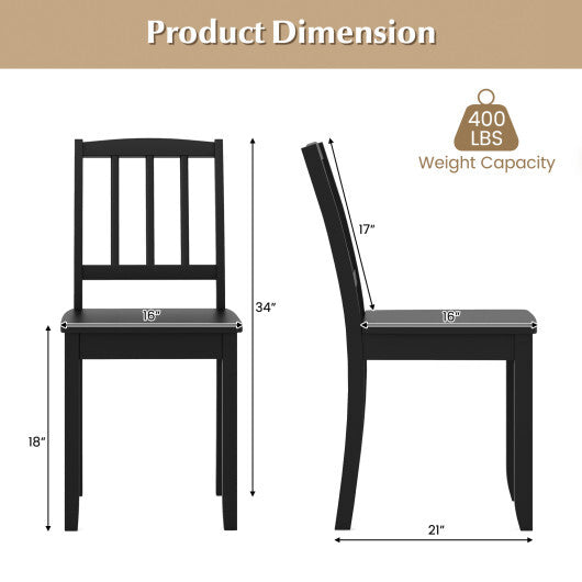 Wood Dining Chair Set of 2 with Rubber Wood Legs-White