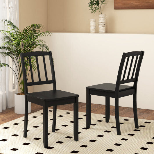 Wood Dining Chair Set of 2 with Rubber Wood Legs-White