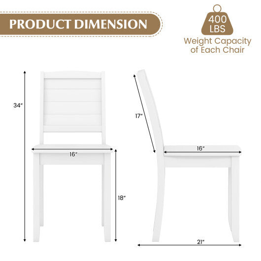 Wood Dining Chair Set of 2 Armless Kitchen Chairs with Rubber Wood Legs-Black