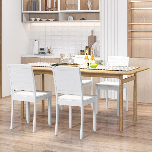 Wood Dining Chair Set of 2 Armless Kitchen Chairs with Rubber Wood Legs-Black