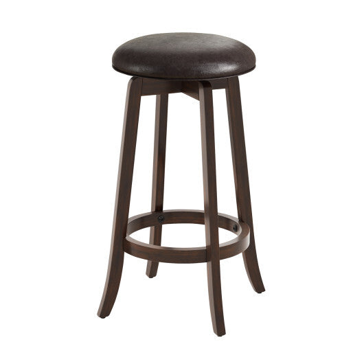 Set of 2 24/29 Inch Upholstered PU Leather Bar Stool with 360? Swivel Round Seat-29 inches