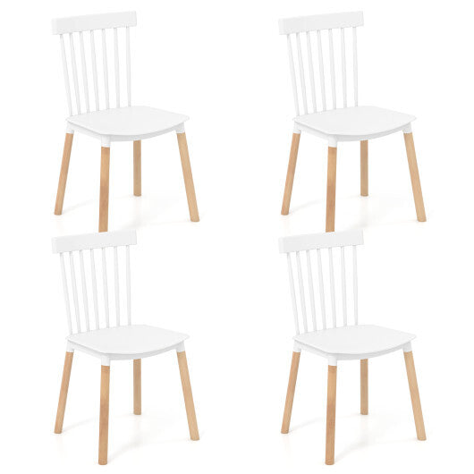 Set of 4 Windsor Dining Chairs with Spindle Backs and Curved Seats-Black