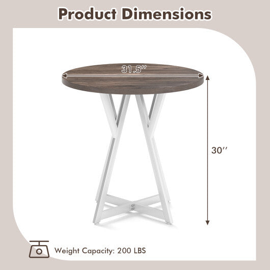 36 Inch Round Dining Table with Metal Pedestal Base-Rustic Brown