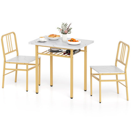 3-Piece Dining Table Set with Rectangular Kitchen Table and 2 Chairs-Rustic Brown