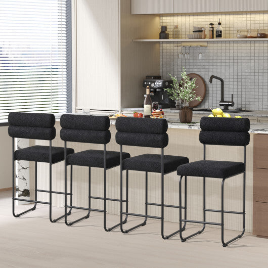 26 Inch Counter Height Bar Stools Set of 2 with Metal Frame and Footrest-White