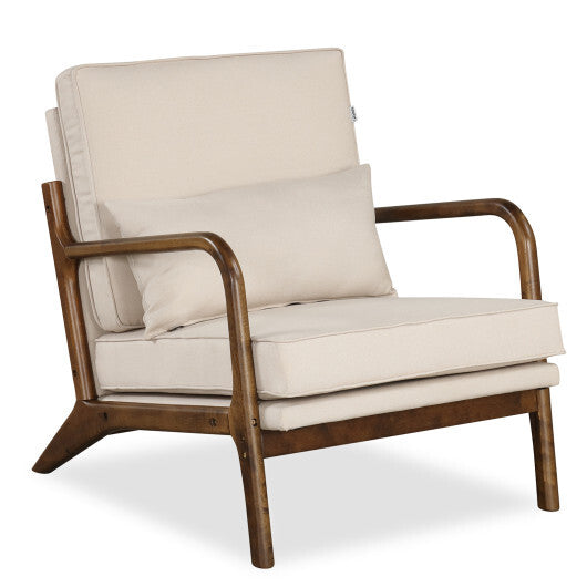 Modern Accent Chair with Rubber Wood Armrests and Removable Back-Gray