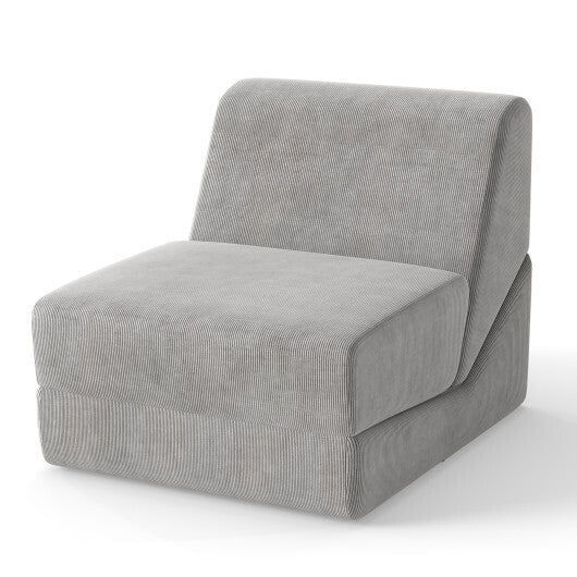 3-in-1 Folding Sofa Bed with Washable Zippered Cover-Gray