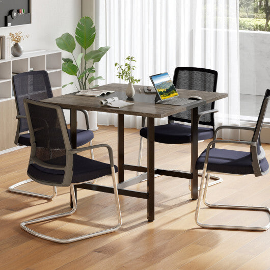 39.5 Inches Square Conference Table Meeting Room Table with Thickened Tabletop-Rustic Brown