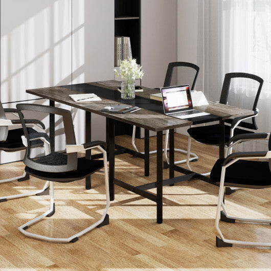 39.5 Inches Square Conference Table Meeting Room Table with Thickened Tabletop-Rustic Brown
