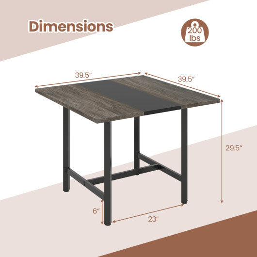 39.5 Inches Square Conference Table Meeting Room Table with Thickened Tabletop-Rustic Brown