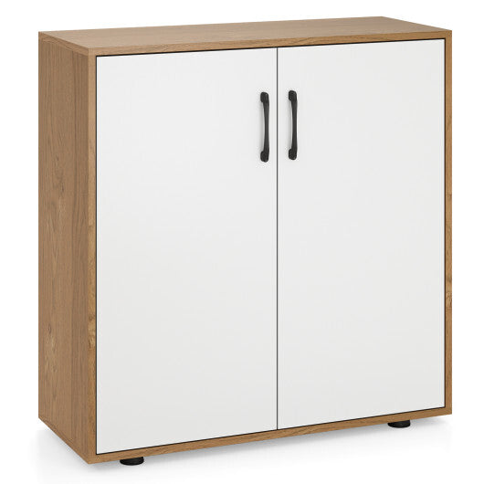Coffee Bar Cabinet with 5-Position Adjustable Shelf for Living Room Dining Room-Natural