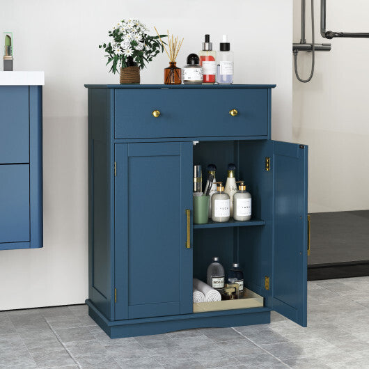 Floor Storage Cabinet with Doors Modern Buffet Sideboard with Drawer and Adjustable Shelf-Black