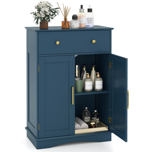 Floor Storage Cabinet with Doors Modern Buffet Sideboard with Drawer and Adjustable Shelf-Black
