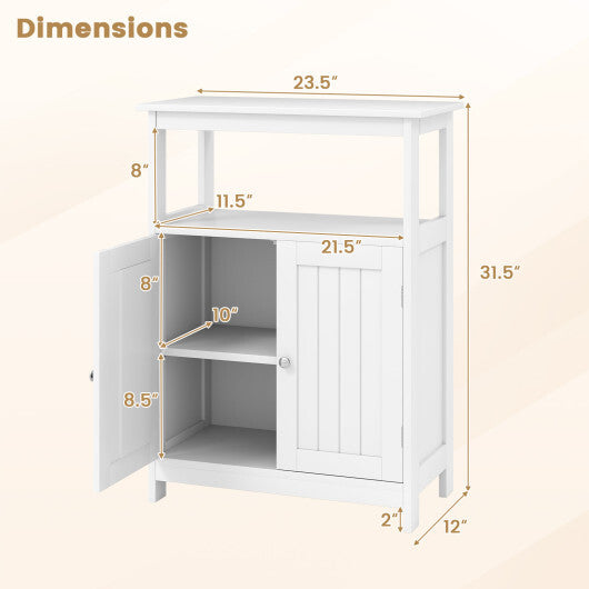 Bathroom Floor Cabinet Freestanding Storage Organizer with Open Compartment-White