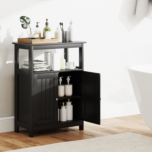 Bathroom Floor Cabinet Freestanding Storage Organizer with Open Compartment-White