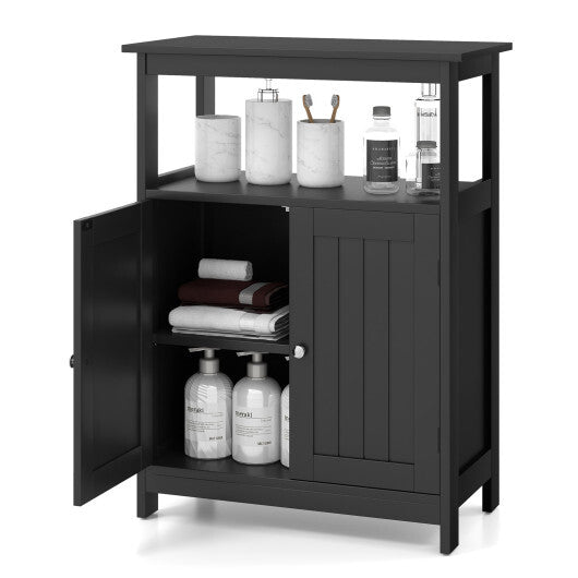 Bathroom Floor Cabinet Freestanding Storage Organizer with Open Compartment-White
