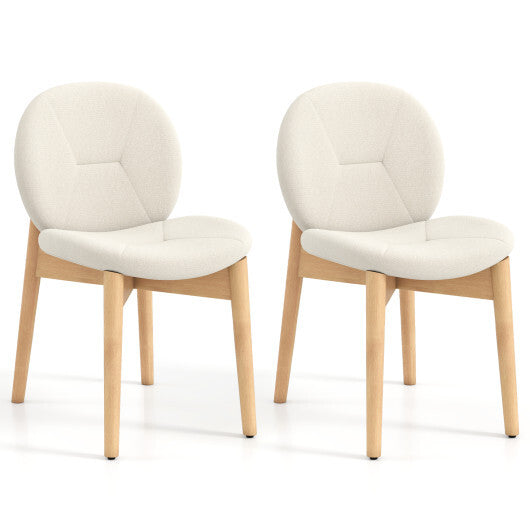 Wooden Dining Chairs Set of 2 with Rubber Wood Legs-White