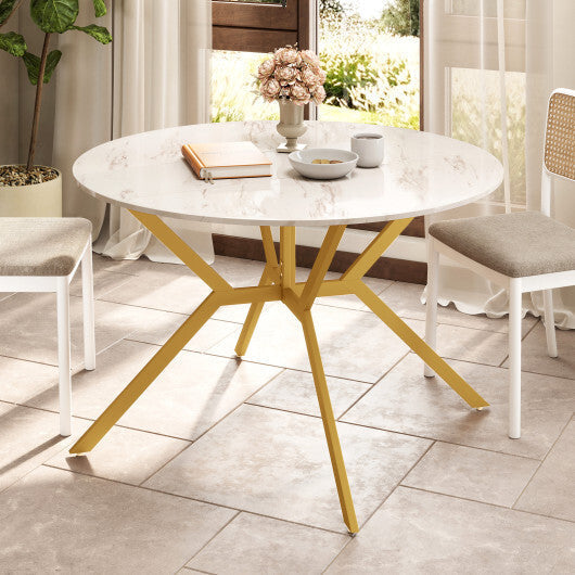 Folding Dining Table 47 Inch Extendable Round Kitchen Table with Drop Leaves-Rustic Brown