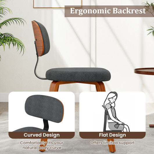 Chenille Fabric Upholstered Wooden Kitchen Chairs Set of 2-Dark Gray