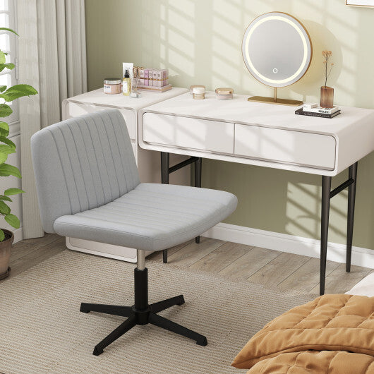 Criss Cross-Legged Swivel Desk Chair No Wheels-Gray