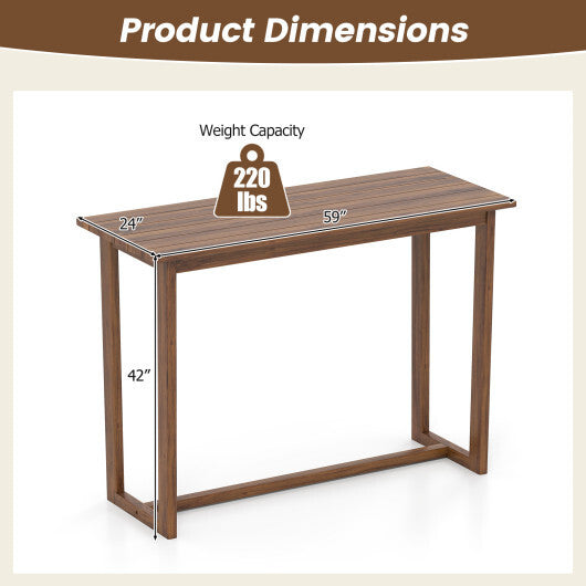 59 Inch Outdoor Bar Table with Slatted Top