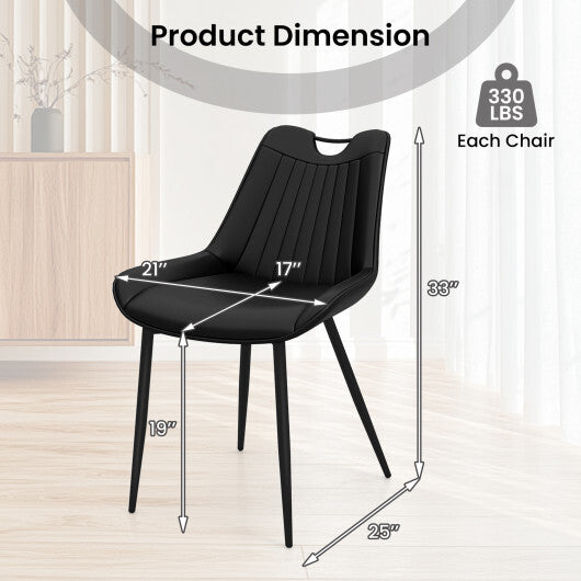Dining Chair Set of 4 Faux Leather Upholstered Kitchen Chairs with Metal Legs-Gray