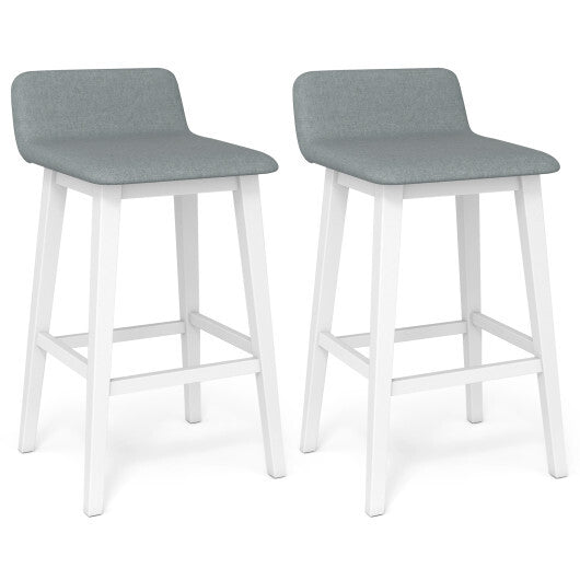29 Inch Low-Back High-Top Chairs with Padded Seat and Rubber Wood Legs-White