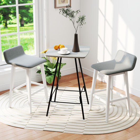 29 Inch Low-Back High-Top Chairs with Padded Seat and Rubber Wood Legs-White