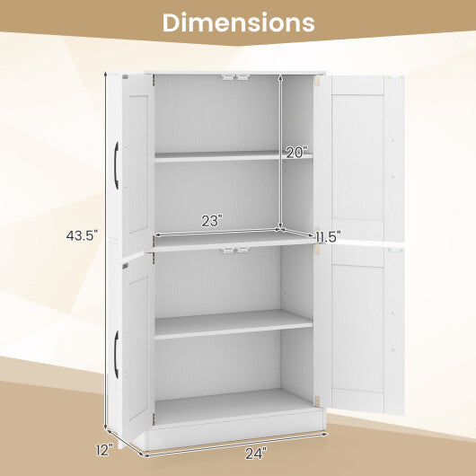 Bathroom Cabinet 43.5 inch Storage Cabinet with Doors and Adjustable Shelves-White