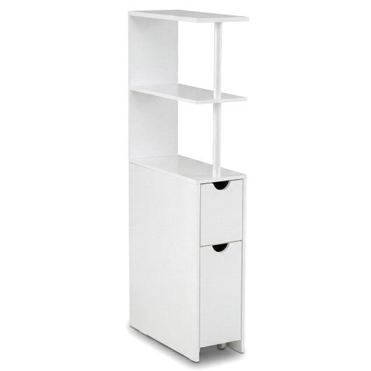Slim Storage Freestanding Bathroom Cabinet with Open Shelves-White