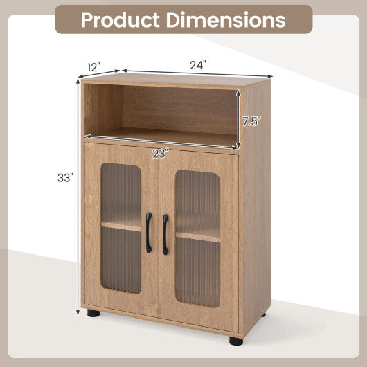 Bathroom Cabinet Freestanding Cabinet with 2 Doors and 3-Level Adjustable Shelf-White