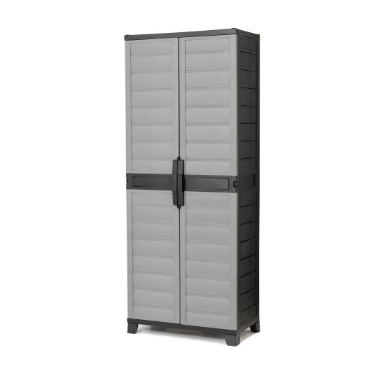 Plastic Lockable Storage Cabinet with Doors and 3 Adjustable Shelves