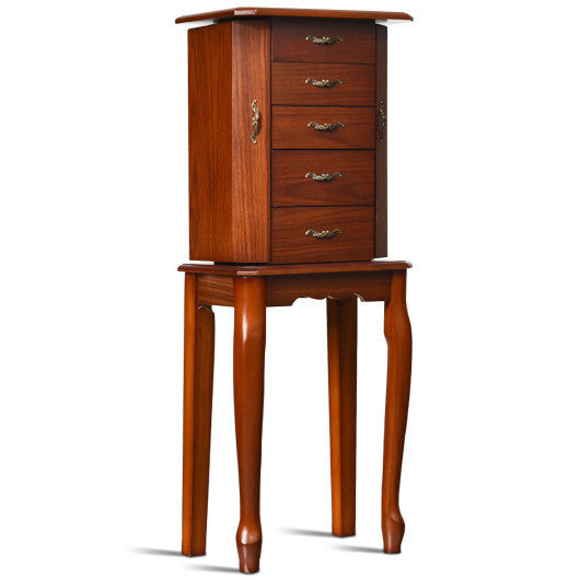 Standing Jewelry Box with 4 Drawers and 2 Side Doors-Black
