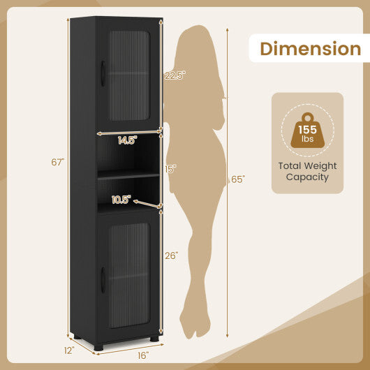 Tall Bathroom Storage Cabinet 67 Inches Freestanding Storage Organizer-White
