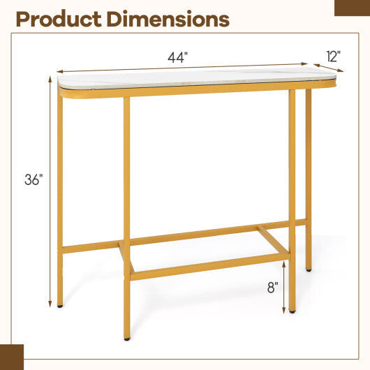 Console Table 44-Inch Entryway Table with Faux Marble Tabletop and Heavy-Duty Metal Frame-Gray